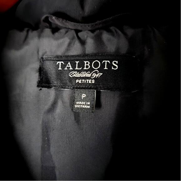 Talbots Black Puffer Vest Petites P (Sm) Down Feather Fill Warm Cozy Minimalist - Picture 3 of 7